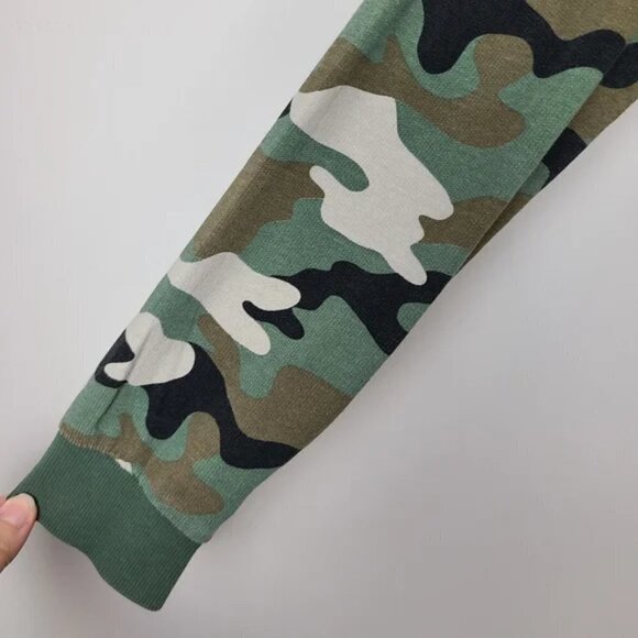 H&M Green Black and Cream Camo Printed Cropped Sweatshirt XS - Picture 7 of 16